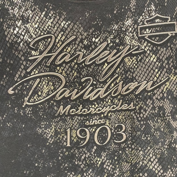 HARLEY DAVIDSON PALM SPRINGS BLACK TEE - M? PLEASE CHECK MEASUREMENTS 4 SIZE - Picture 2 of 6